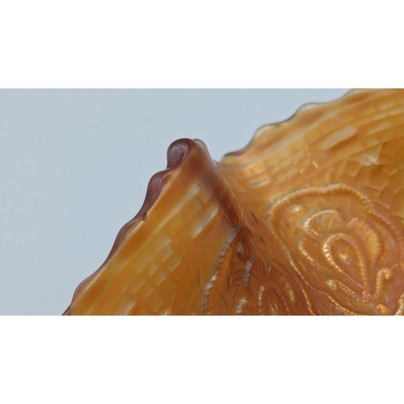 Vintage Fenton persian medallion small carnival glass dish rare marigold - Picture 6 of 16